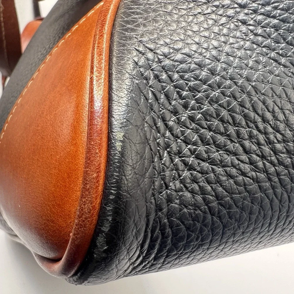 Dooney & Bourke Black and Brown Pebbled Leather Harrison Hobo Bag
